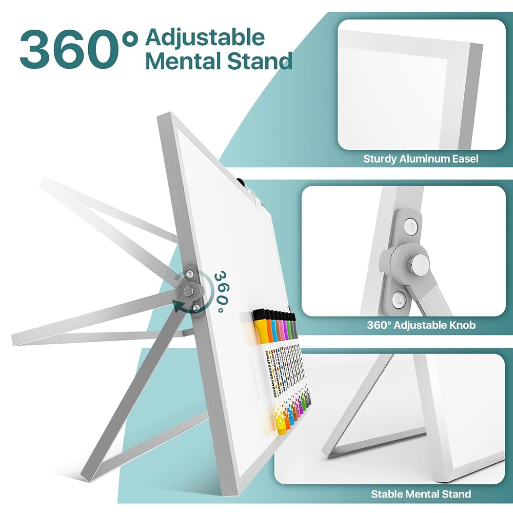 Marsrock Whiteboard, Plain Weekly Planner, Double-Sided, Freestanding, A3 Size, Desktop, Magnetic