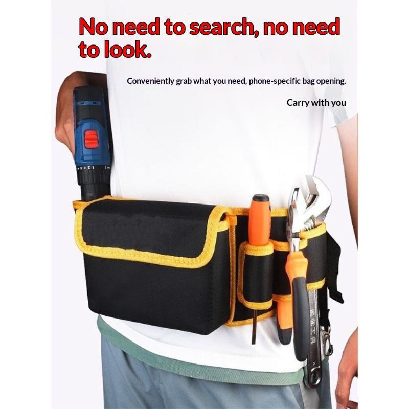 Heavy Duty Tool Waist Bag With Multi Pockets Phone Holder Hooks For Electricians Carpenters DIY Jobs