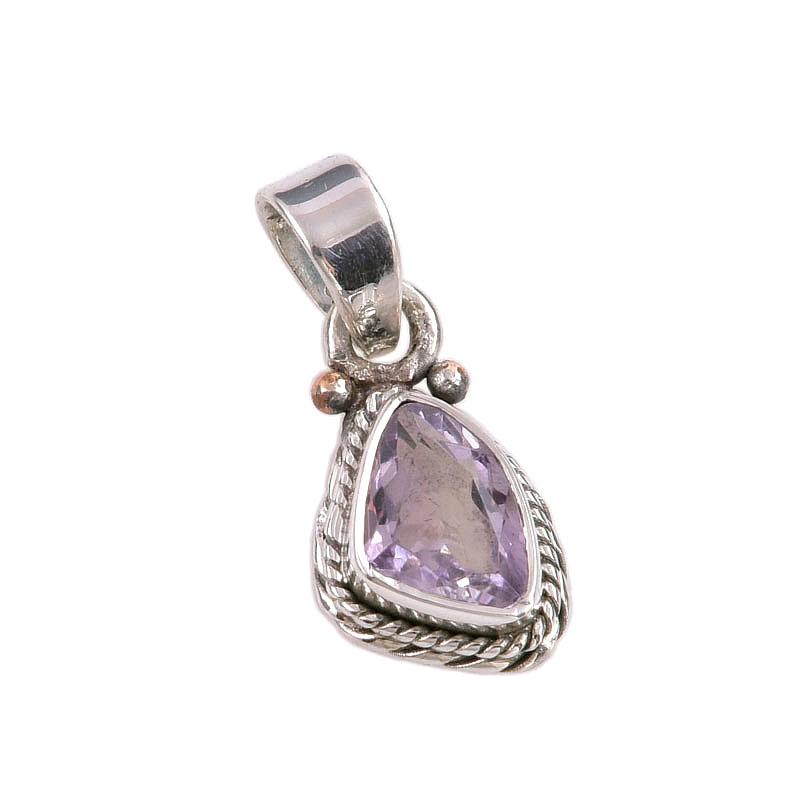 Natural Pink Amethyst Gemstone 925 Solid Sterling Silver Jewelry Pendant 1" W8r41