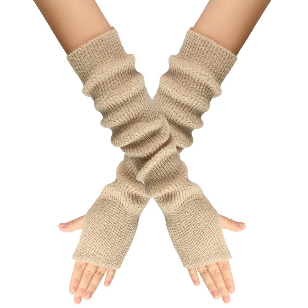 Knitted Fingerless Long Gloves Long Sleeve Elbow Mitten Y2K Arm Sleeve Gloves for Women Girls