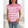Summer New Women's Round Neck Top Thick Stitch Casual Striped Sweater