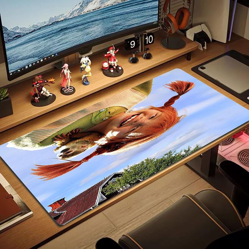 Pippi Longstocking Large Size Mouse Pad Large Gaming Table Cushion Non-slip Laptop Tablet Big Mousepad XXL Mat Mini PC Playmat With Lock edge