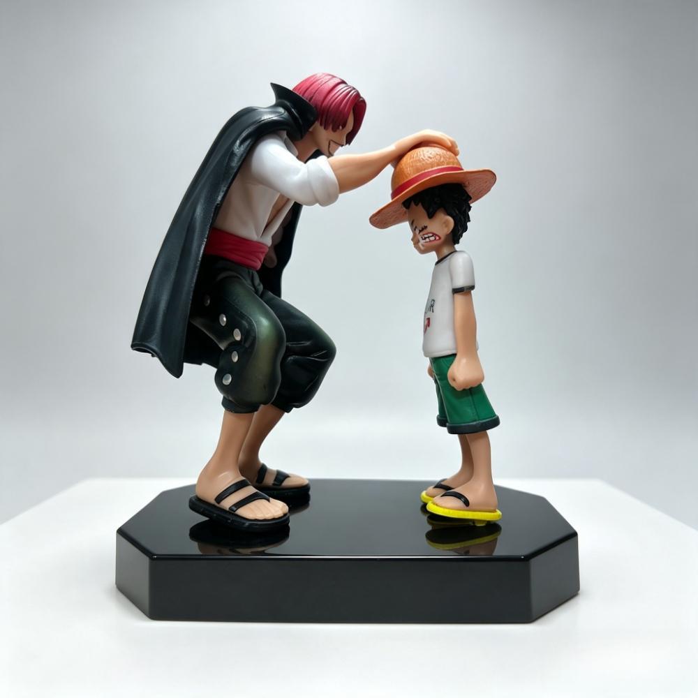 18cm One Piece Shanks Luffy Figure Anime Straw Hat Boy PVC Model Desktop Decor Collectible Statue Gift