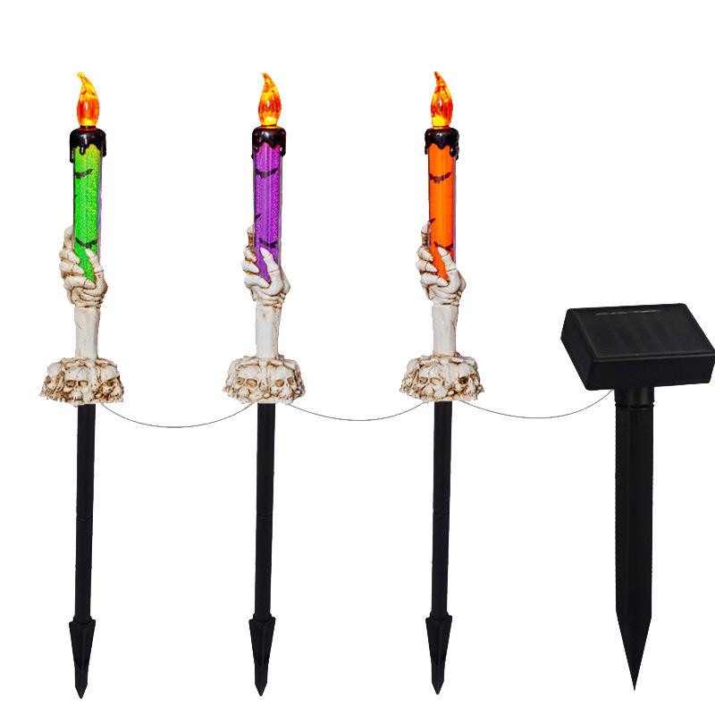 Halloween Pumpkin Candle Pathway Solar Lights Crow Yard Stake Lamp for Garden Yard Lawn Pathway Home Party Decoration Waterproof