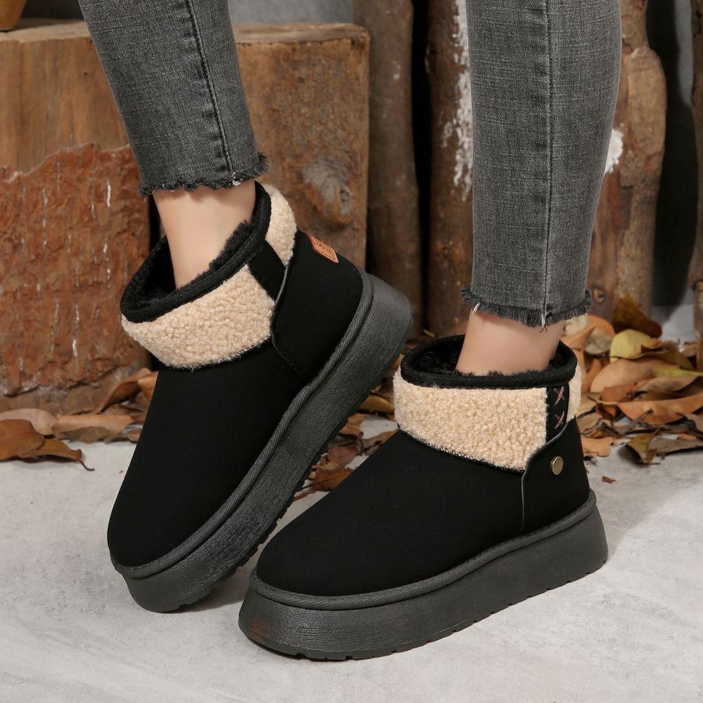 Snow Boots Women's 2025 New Winter Velvet Thickened Warm Versatile Short Boots Women's Fur Integrated Cotton Shoes Casual