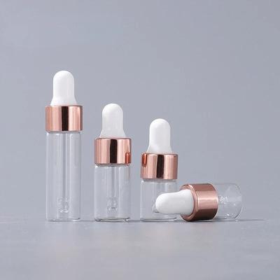 1 ml 2 ml 3 ml 5 ml Mini-Tropfflaschen aus Glas, leere Flaschen für ätherische Öle und Aromatherapie, Pipettenflaschen mit Roségold-Kappe