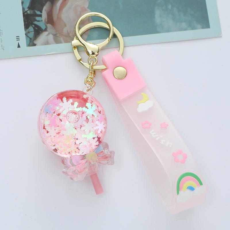 Acrylic Oil-Filled Lollipop Keychain Pendant for Women - Exquisite Car or Bag Charm Gift