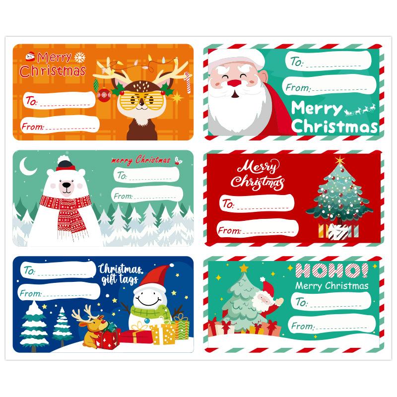 

Різдвяні святкові декоративні наклейки: Привітання, Запечатування подарунків та Самоклеючі етикетки, на яких можна писати