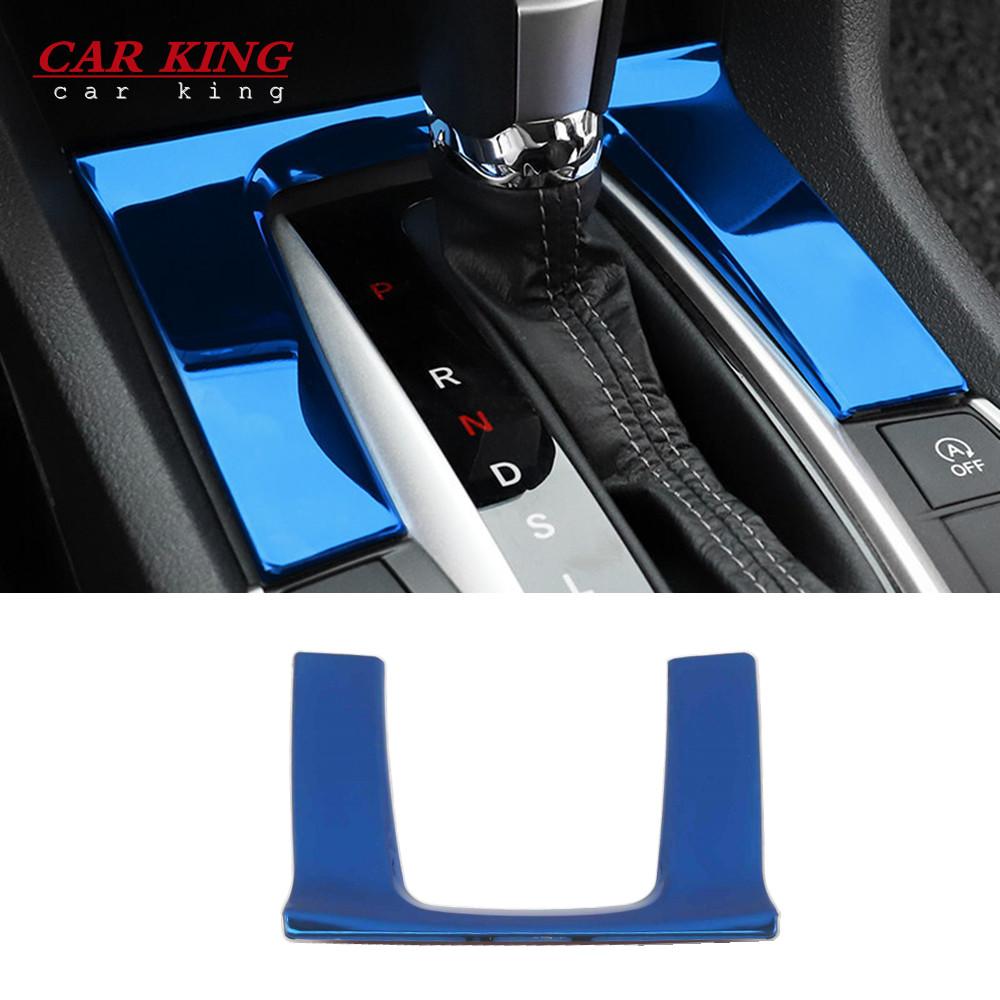 Stainless Steel Auto Styling Stickers For Honda Civic 10th 2016 2017-2019 Accessories Interior Gears Shift Knob Cover Decoration