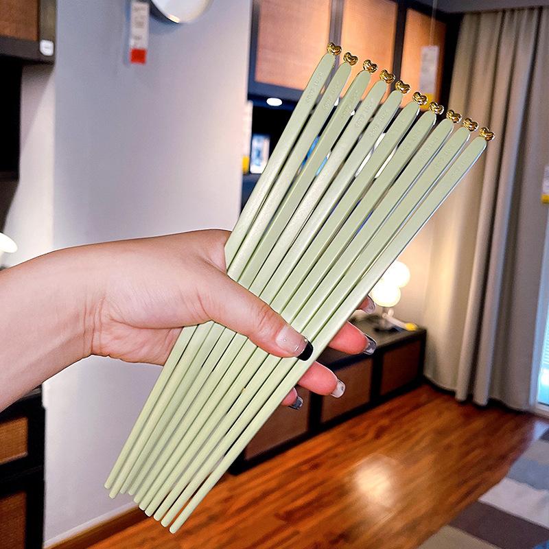 5 Pairs Colored Reusable Chopsticks, Fiberglass Chopsticks Set, Non-Slip, 25.5cm