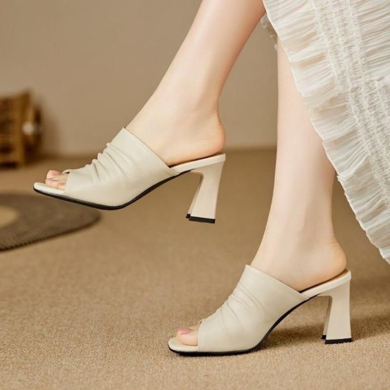 High Heels Women's Slippers Summer Fashion Heeled Shoes Designer Chunky Sandals Woman Pumps 2025 New Dress Zapatillas De Lady