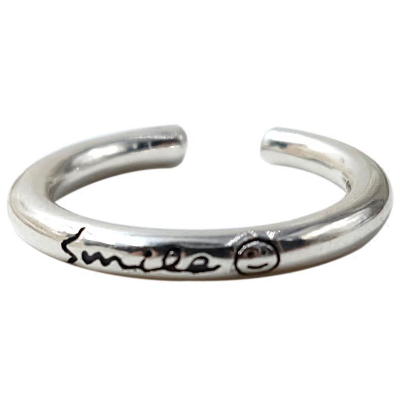 Stylish Silver S925 Chic Ring With Unique Smile Face For Fashion Womens