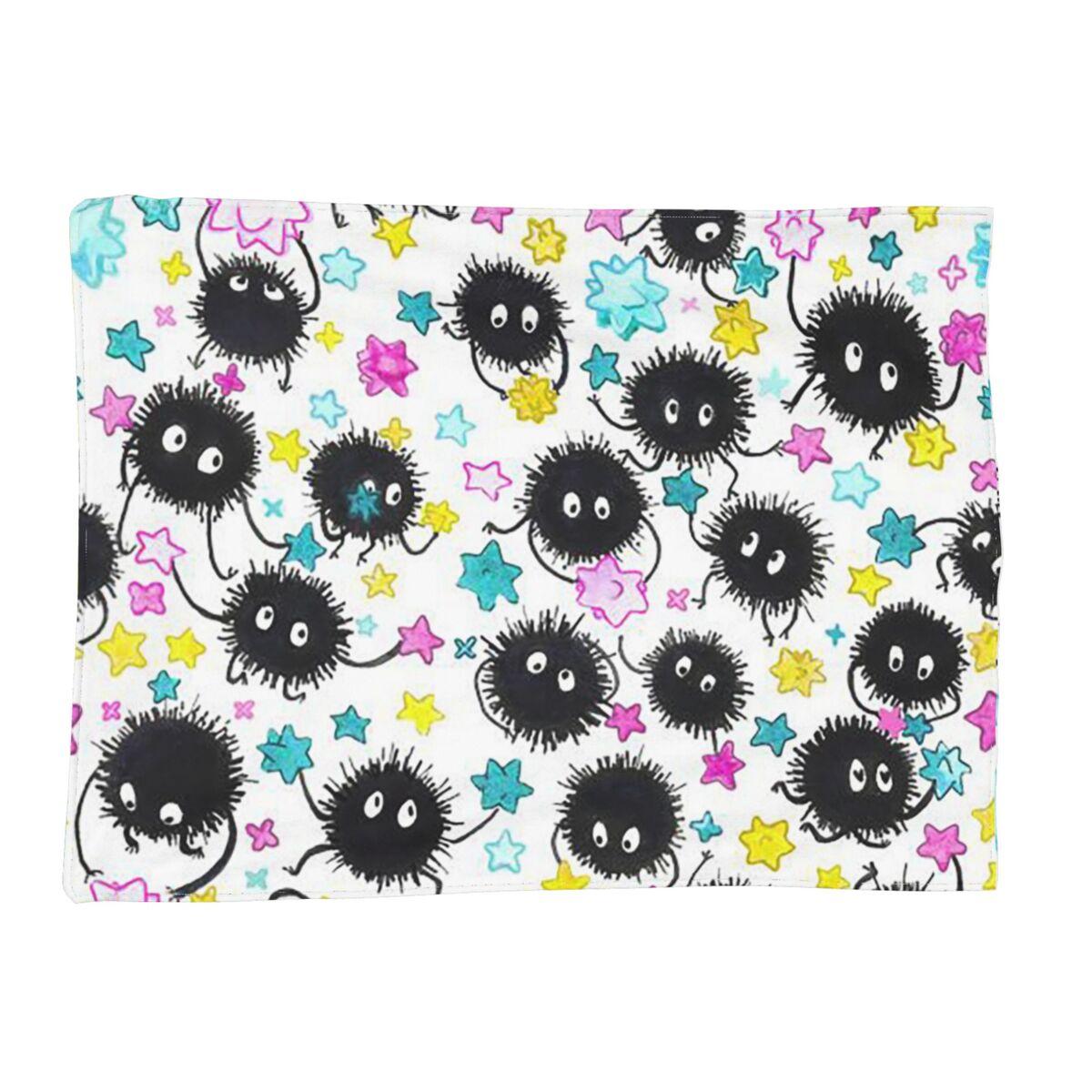 

Dust Soot Sprites Balls Black Blankets Soft Warm Flannel Throw Blanket Bedspread for Bed Living room Picnic Travel Home Couch 80x120cm