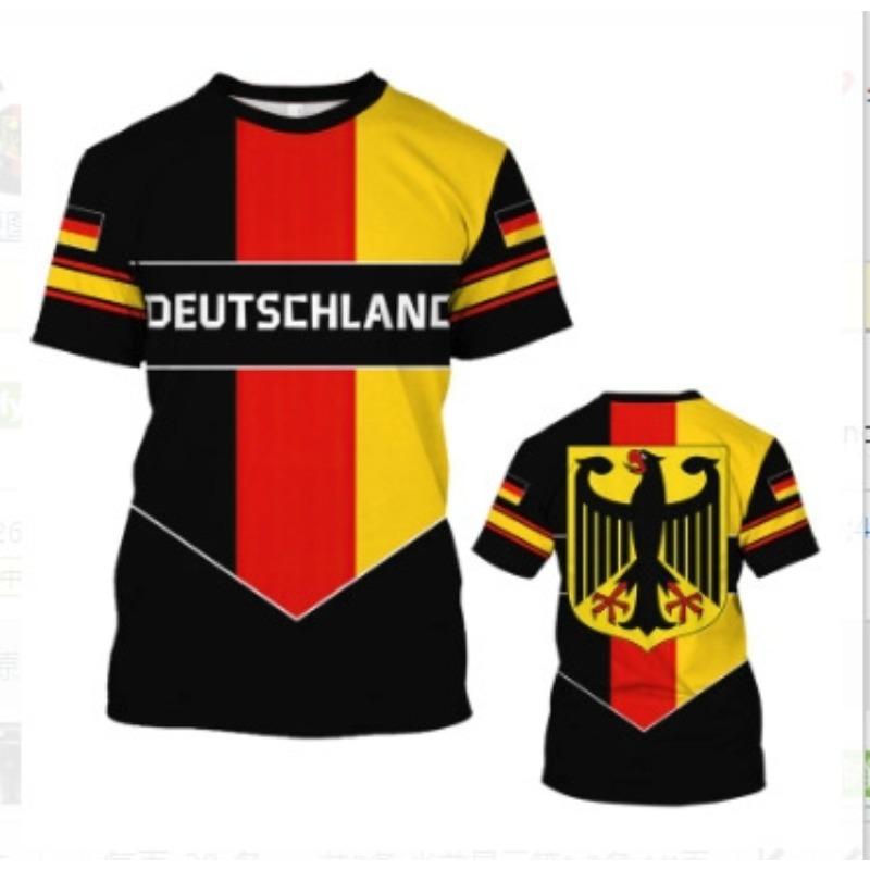 

Летний топ с круглым вырезом и 3D-принтом немецкого флага, модная повседневная спортивная мужская футболка с коротким рукавом XS