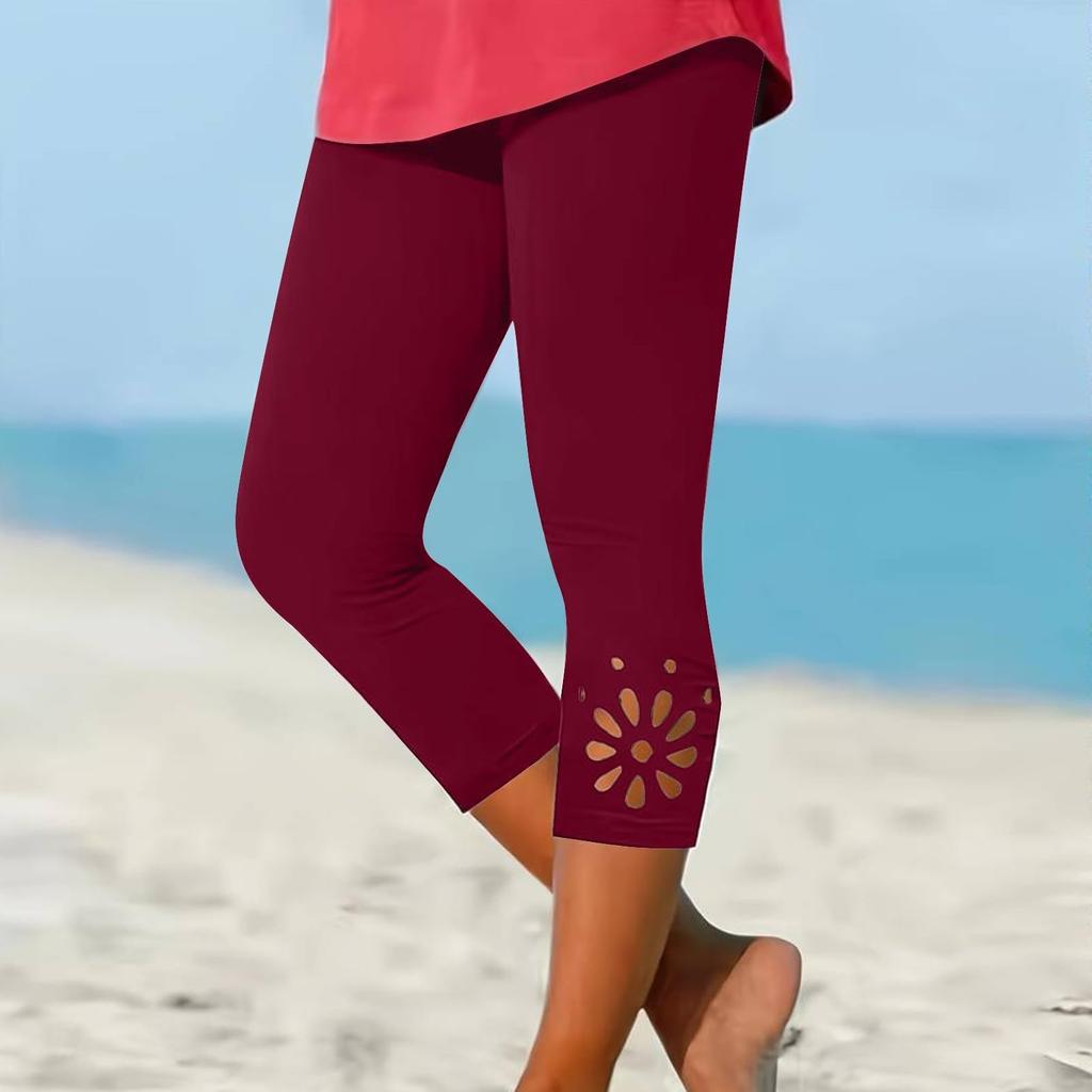 Women's Casual -Color Slim Base Cut-out Cropped Pants