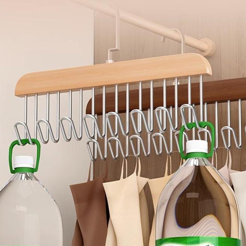 Wooden Multifunctional Sling Hanger With Metal Hooks For Closet Organizing Storing Bras Bags Tank Tops