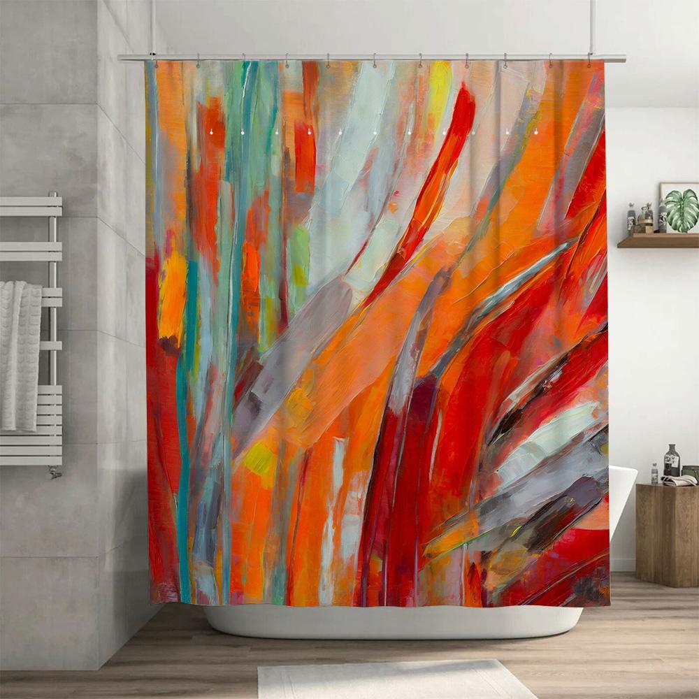 Modern Artistic Shower Curtain Vibrant Abstract Design For Bathroom Decorations In Multicolors 72 X 84 Inches (180X213 Cm) Size