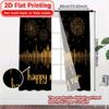 2D Flat Printing,2pcs Golden Celebration Popular Contemporary Curtains Versatile Polyester Curtains Decorations Outdoor Ldeal