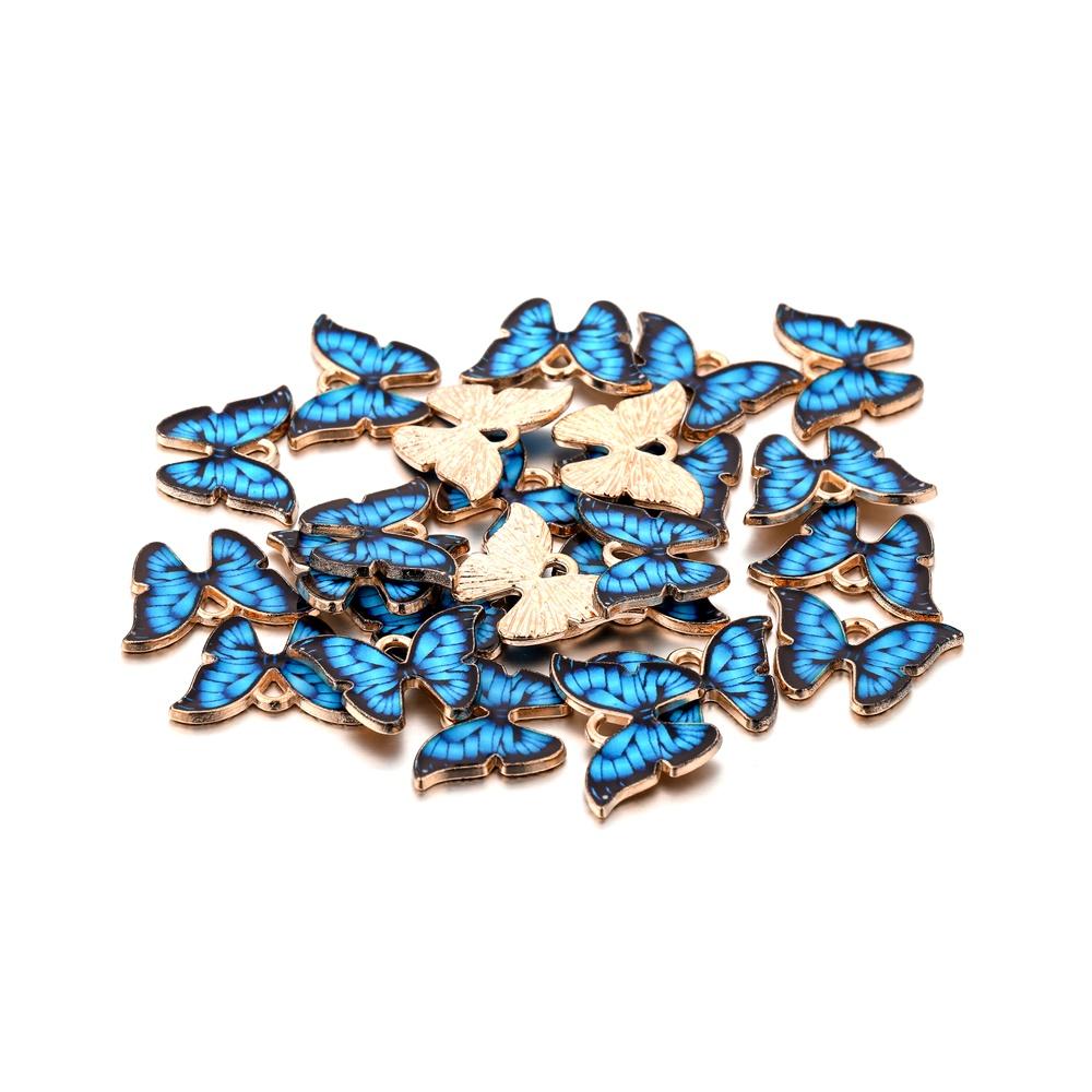 10pcs/lot Enamel Metal Colorful Butterfly Charms Pendant for DIY Necklace Bracelet Key Chain Jewelry Findings Making Accessories