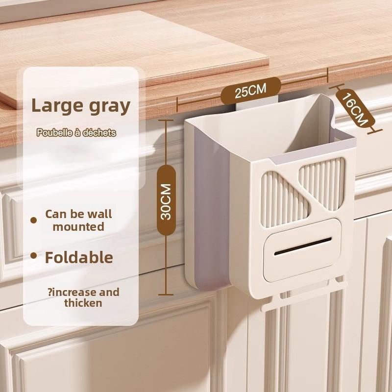 Kitchen Wall Mount Trash Can With Foldable Design For Home And Bathroom Use