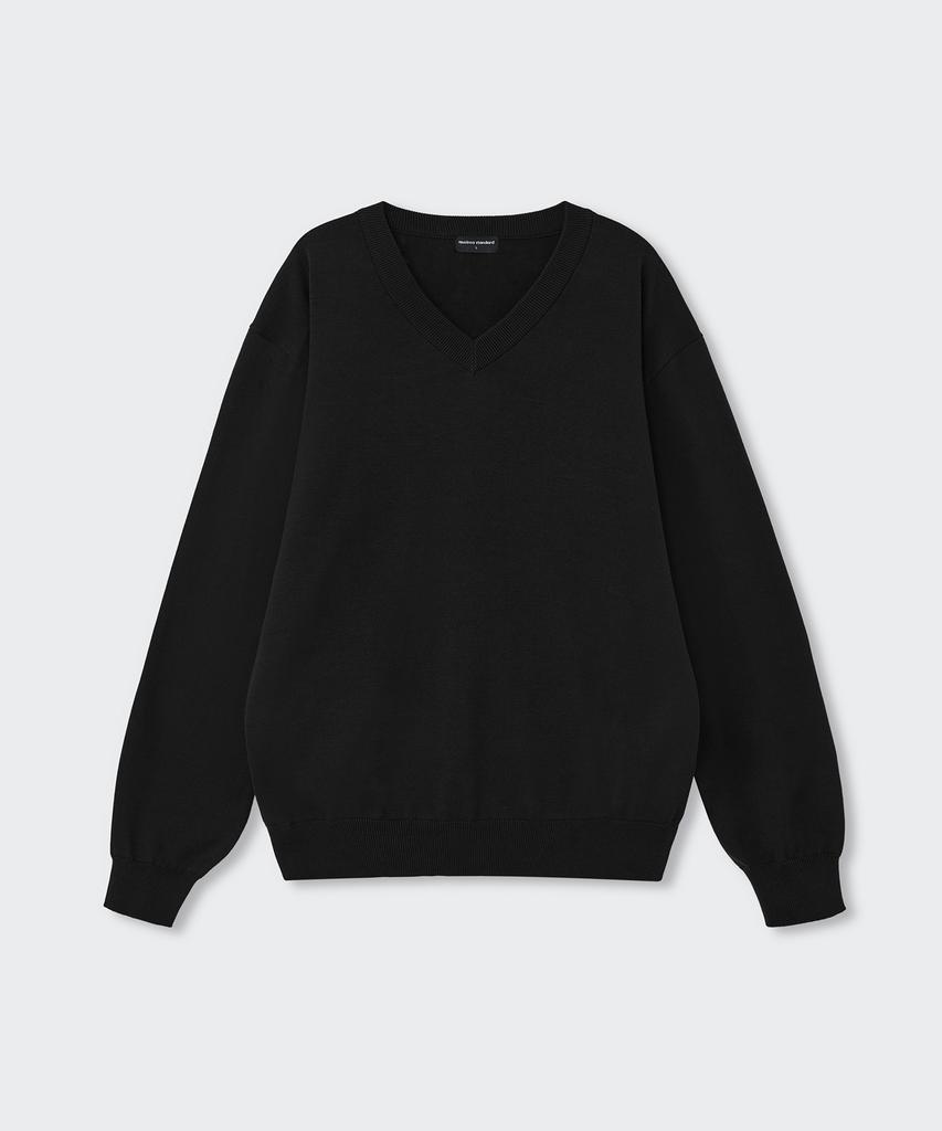 MUSINSA STANDARD Washable Supima Cotton V-Neck Knit [Black]