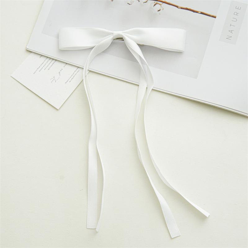 New Elegant Satin Long Tassel Ribbon Clips Women Vintage Simple Bow Hairpins Barrettes Korean Fashion Hair Accessories Gift