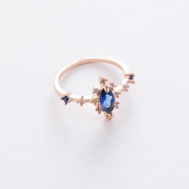 Korean New Exquisite Crystal Temperament Ring Sweet French Elegant Flower Opening Ring Female Jewelry
