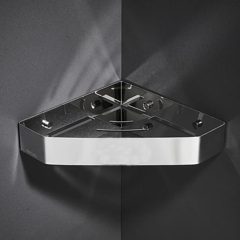 Bathroom Shelves Hardware Rack Kitchen Storage Rack 304 Stainless Steel Wall Mounted Corner Triangle Shower Holder Accessories