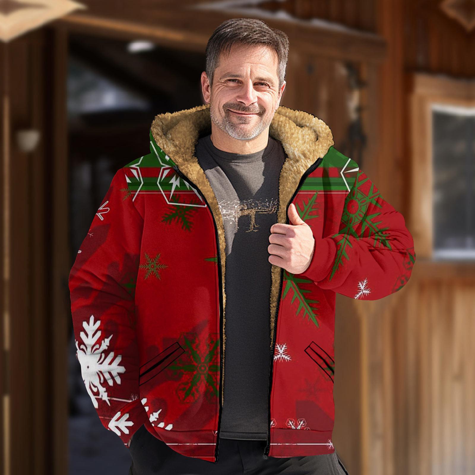 

Мужская куртка с рождественским принтом, мужская весенняя повседневная куртка с капюшоном на молнии XL винный