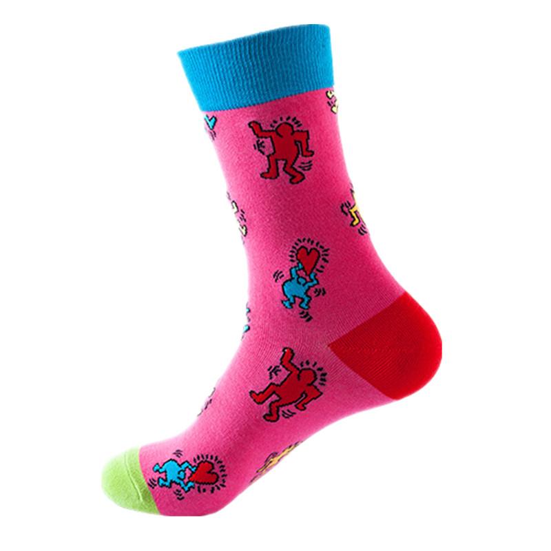46 Patterns Cotton Fashion Geometry Business Men Happy Socks Unisex Boys Combed Hip Hop Street Skateboard Funny High Sox