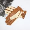 New Men's Sheepskin Gloves Outdoor Riding Fashion Touch Screen Splicing Knitted Unlined Spring Driving Gloves Autumn