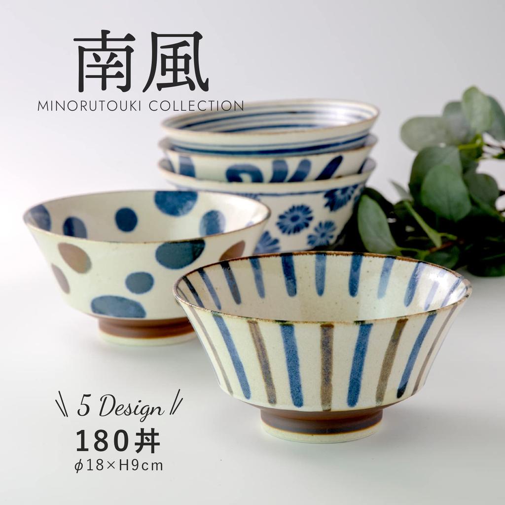Minoru Pottery Mino Ware Nanpu 180 Donburi Rain Inverted Ramen Bowl