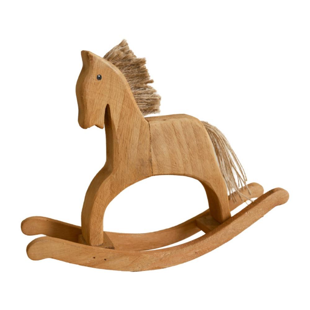 

Handmade Rocking Horse Ornaments Hand Carved Rocking Horse Statue Wooden Horse Figurine Office 7.09x8.66in коричневий