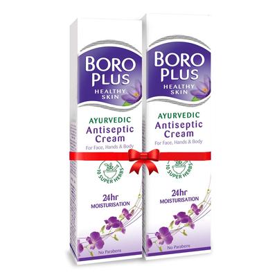 Boroplus Cremă Antiseptică Pachet de 2 x 120 ml | Unguent Ayurvedic pentru Îngrijirea Pielii cu Uleiuri Naturale și Plante | Cremă Hidratantă Zilnică pentru Pielea Moale și Catifelată