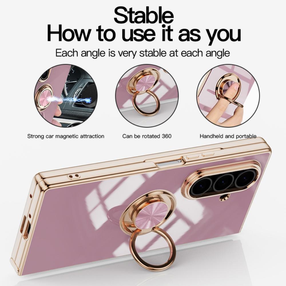 Luxury Car Magnetic Ring Bracket Phone Case For Samsung Galaxy Z Fold 7 6 5 4 Soft TPU Plating Shockproof Protective Cover Funda