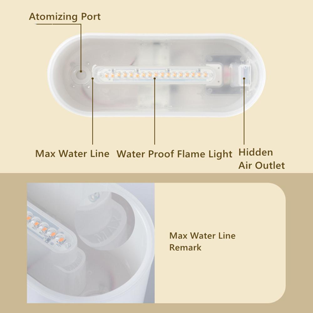 XF06 Simulation Flame Light USB Humidifier Home Desktop Aromatherapy Mist Diffuser