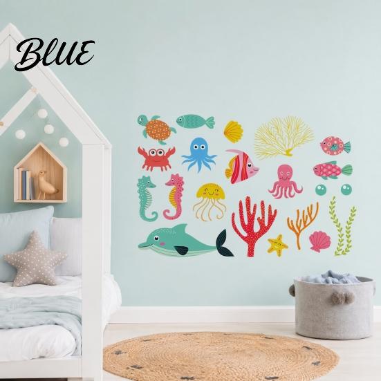 Octopus Glow Sticker in The Dark Wall Stickers, Self-Adhesive Undersea Animals Decals with Turtles In Stickers Clown Fish Octopus, Luminous