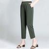 Ice Silk Thin Women Pants Elastic High Waist Office Lady Straight Wide Leg Trousers Simple Casual Loose Long Work Pants Slacks