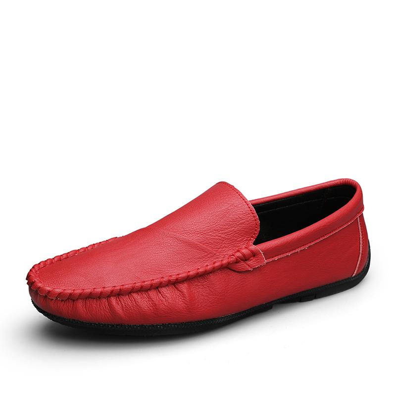 

Новые мужские мокасины ручной работы, легкая повседневная обувь, сверхлегкие мужские туфли для вождения, на плоской подошве, без застежек, деловые мокасины 43 красный