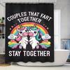 Adorable Unicorn Shower Curtain Set Funny Bathroom Decor For Couples Who Love Farting Together Stay Together Easy Installation H