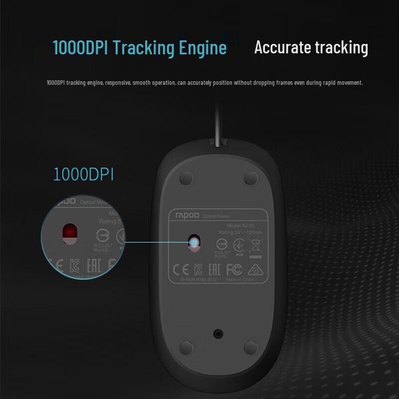 Rapoo N200 Wired Optical Mouse