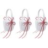 ABFS 3X Double Heart Wedding Flower Girl Basket White Satin Rhinestone Decor Red Wedding Ceremony Party Favor