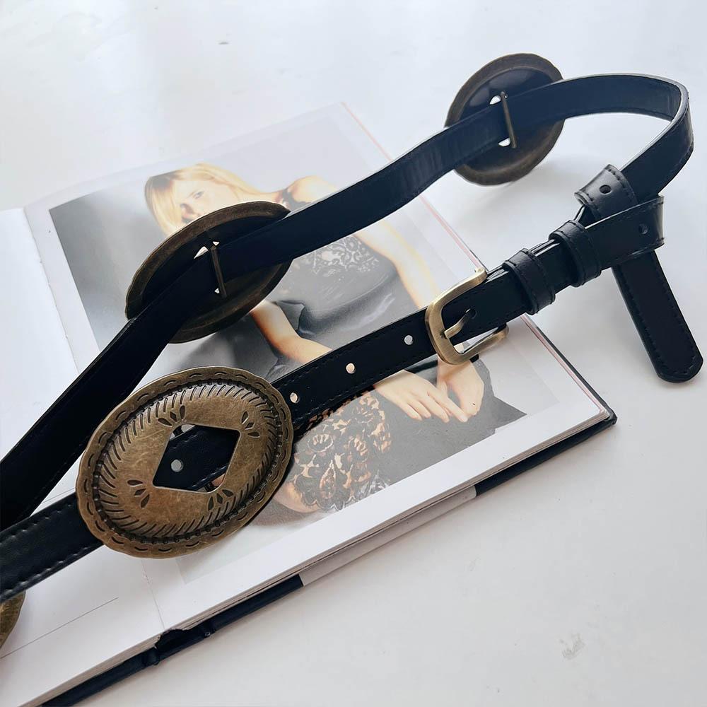 Retro Belt Big Accessories Super Cool Wide Belt Outer With Jeans Spice Girl Wears Belt Black