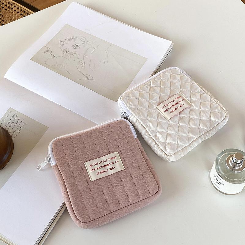 Damenbinden Aufbewahrungstasche Baumwolle Niedlich Geldbörse Tasche Münzschmuck Organizer Kartenetui Klein Make-up Make-up Tasche