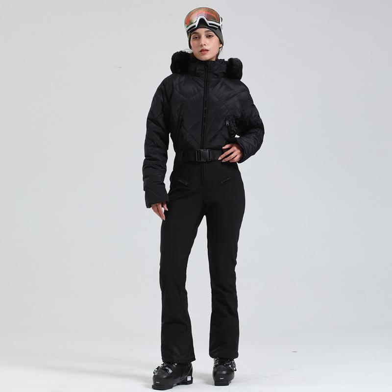 Women's Waterproof Windproof Down Ski Suit - One-Piece, Warm for Outdoor Sports