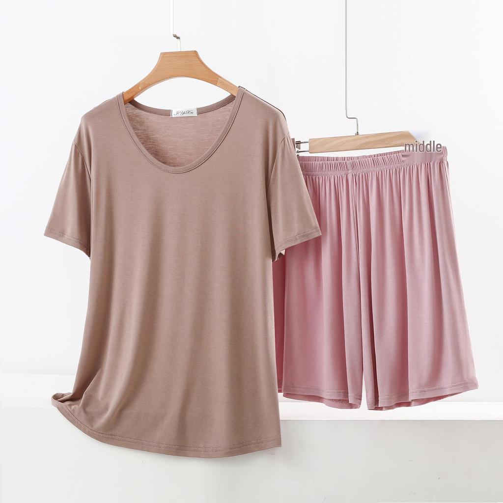 Women's Summer Short-Sleeve Suit: Modal T-Shirt & Slim Shorts Two-Piece Set - Casual, Sporty, Outdoor, or Loungewear