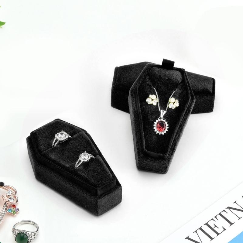 High-end Coffin Shape Style Jewelry Box Travel Portable Velvets Jewelry Storage Box Bracelets Earrings Jewelry Organizer