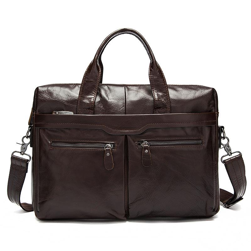 Men's Business Bag Shoulder Bag Genuine Leather Handheld Briefcase Business Men's Bag Cowhide Shoulder Crossbody Bag