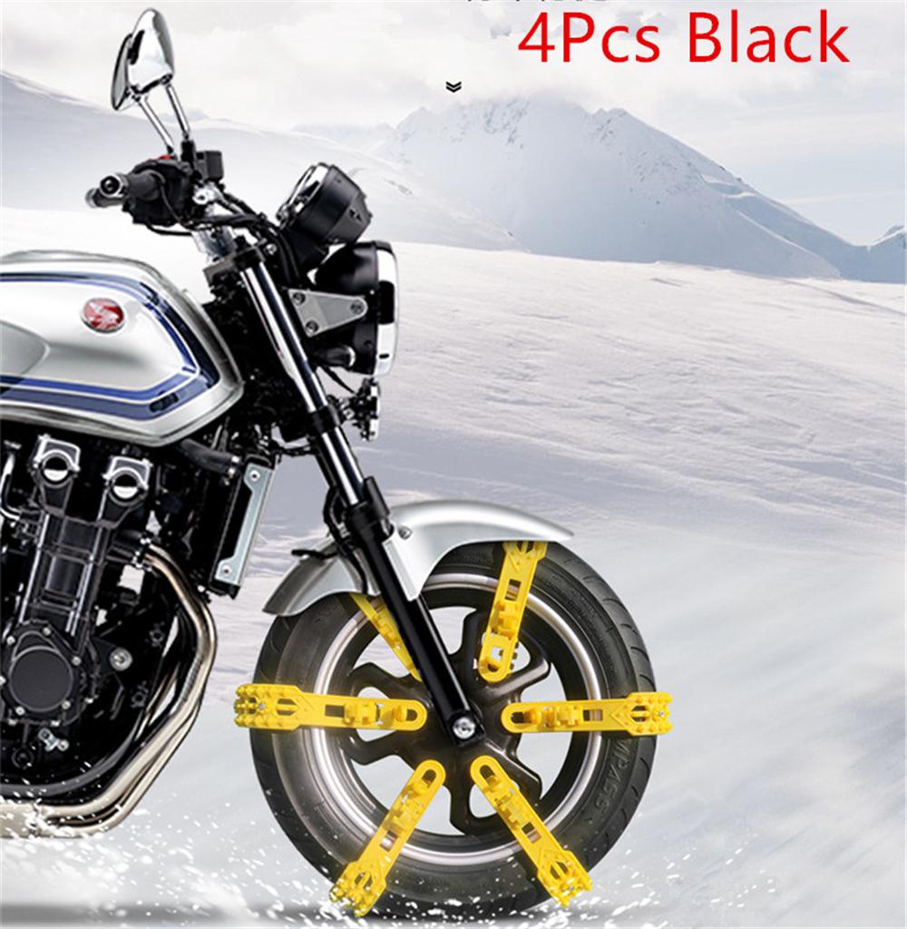 4× Motorcycle Bicycle Wheel Tire Anti-Skid Snow Chain 60cm Black Non-slip Chains