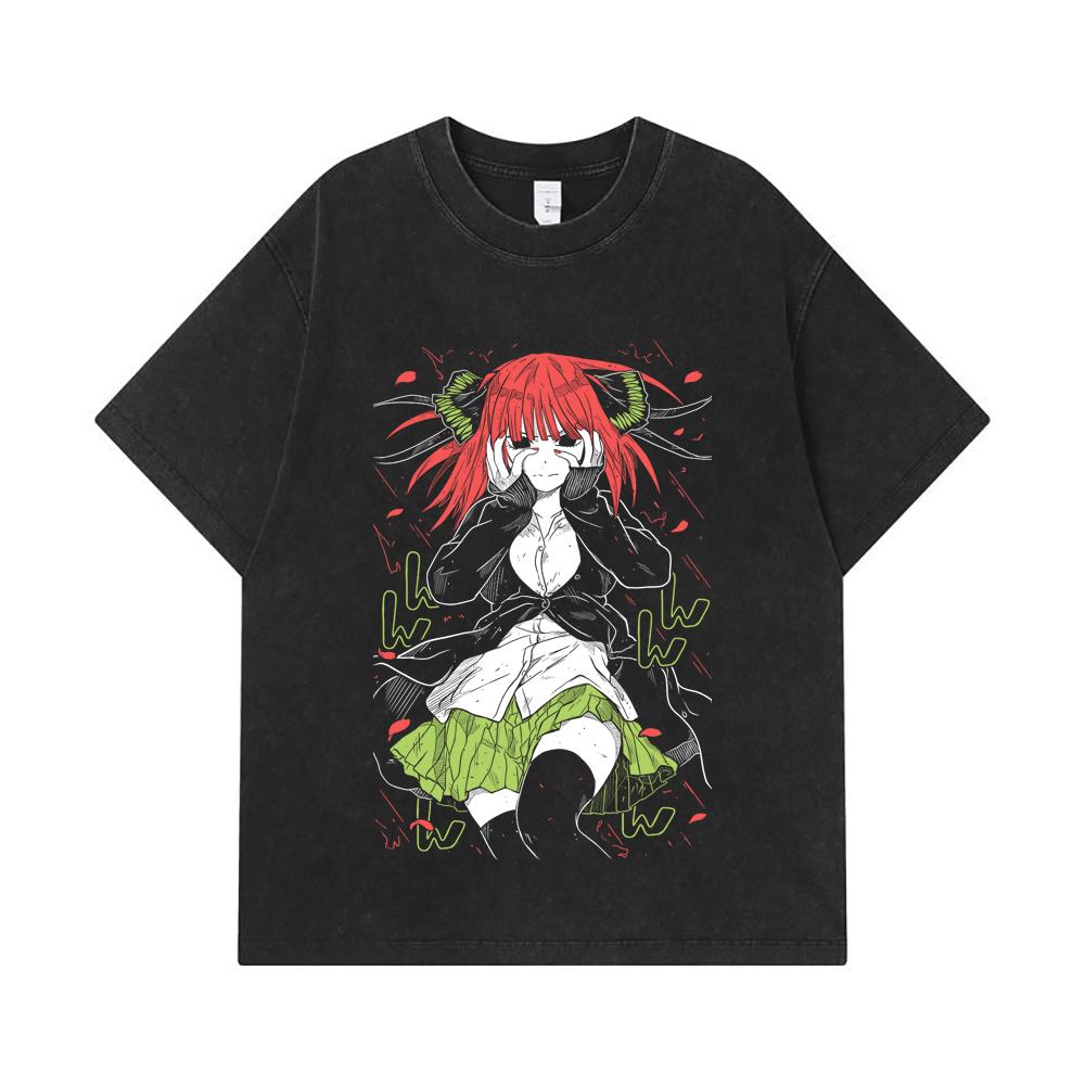 275 GSM Washed T-shirts 100% Cotton The Quintessential Quintuplets V1 Nino Print Unisex Heavy Cotton T Shirt